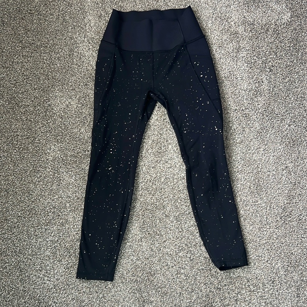 Black Leggings with Gold Speckles